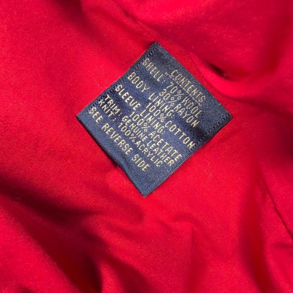 VTG‎ 90s GANT Wool Blend Leather Sleeve Bomber Varsity Jacket Mens L Color Block - Picture 5 of 9